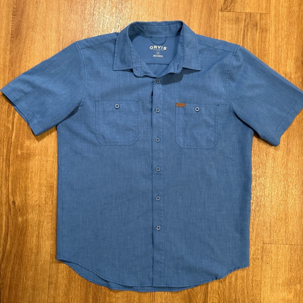 Orvis Men's Casual Blue Button Down Shirt